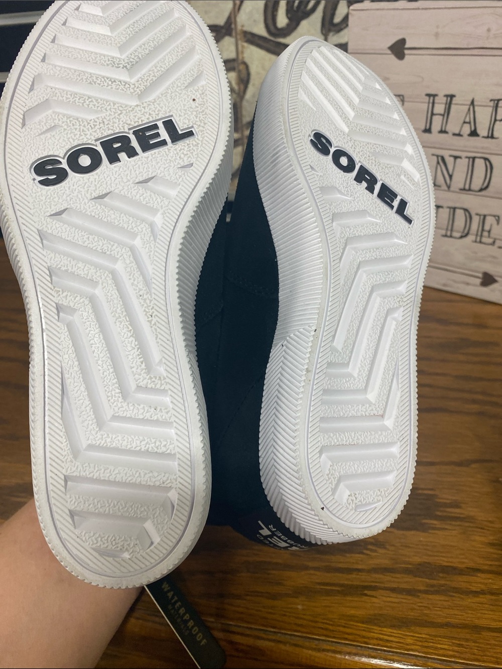 Sorel Black Suede Slip-On Ankle Sneakers with White Sole NWT - Picture 7 of 7